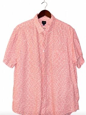 J.Crew Men's XL Coral Linen Cotton Short Sleeve Button Up Shirt